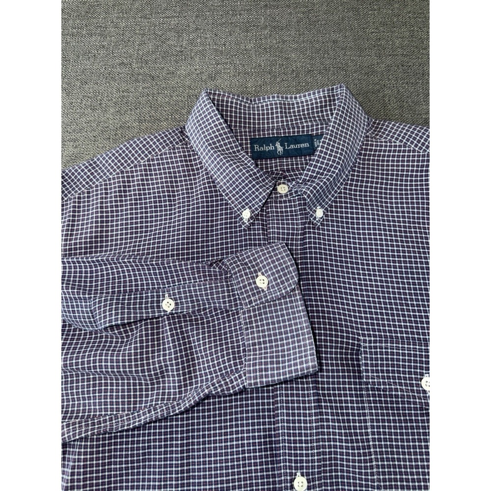 Ralph Lauren Real Indigo Shirt Men's XL Blue Red Check Button Down Long Sleeve